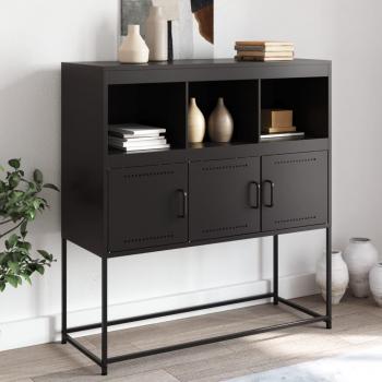 Armoire latérale noire en acier laminé à froid, 100,5x39x107 cm