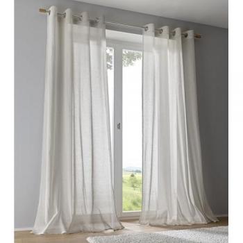 KUTTI Brondby Vorhang, Grau Taupe, 4‑fach – 135 cm breit, 245 cm hoch – Leinenoptik