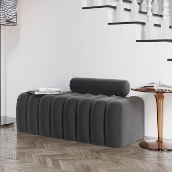 Gray Tufted Upholstered Bench
