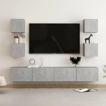 Mueble 6 Piezas Sala TV Hormigón Multicapa
