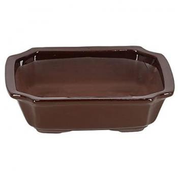 Rivanto® Rechteckige Bonsai Pflanzschale M aus Terracotta, 26 x 20 x 7,5 cm, Braun