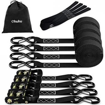 Soft Loop Heavy‑Duty Ratchet Tie Downs – 4 Pack