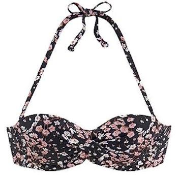 Damen Bügel-Bandeau-Bikini-Top LASCANA Blair, Geblümt, Schwarz, Gr. 40, Cup E