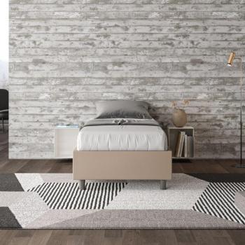 Letto Imbottito Singolo 80x190 Azelia – Variante Senza Rete, Similpelle, Tortora