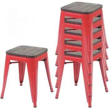 Tabourets rouges empilables 771 en bois