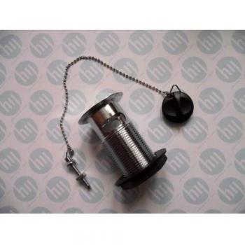 1¼” Chrome Plated Basin Waste Slotted – Wirquin WBK02CP, Poly Plug & Chain, Grey/Black