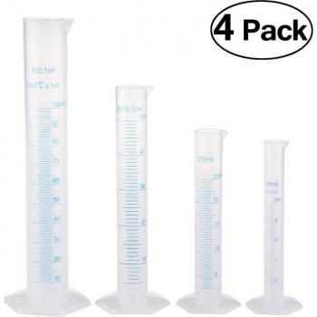 4pcs Transparent Measuring Cups Set (10ml, 25ml, 50ml, 100ml)