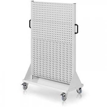 Mobiler Arbeitsplatzschrank Kappes RasterMobil Größe 4 H1580 mm 4 Lochplatten 4 Schlitzplatten lichtgrau
