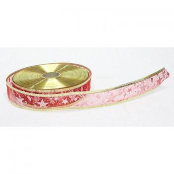 50mm Gold Metallic Christmas Ribbon with Lace Edge