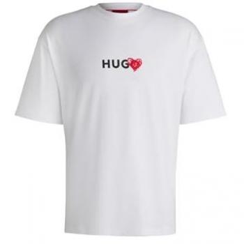 HUGO DEWDAM White Cotton T-Shirt – Men, Medium