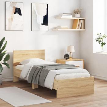 VidaXL Bed Frame without Mattress with Headboard Sonoma Oak 90x190 cm Single