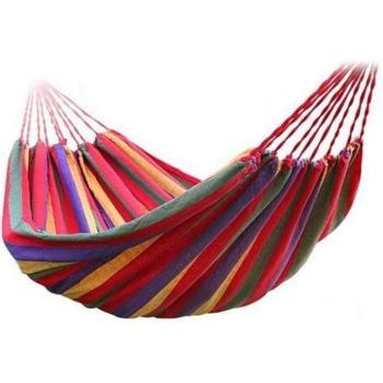 Lit hamac voyageur 190×80 cm – rouge et bleu