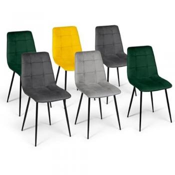 Conjunto de 6 Sillas Mila en Mezcla Verde, Gris y Amarillo