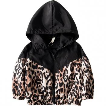 Leopard Print Long Sleeve Coat for Baby Girls 1-7Y