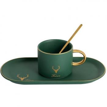 Elegant Gold Rim Ceramic Tea and Coffee Cup Set with Saucer