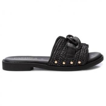 Calçado Feminino Rafia Carmela Preto Estilo Adorno