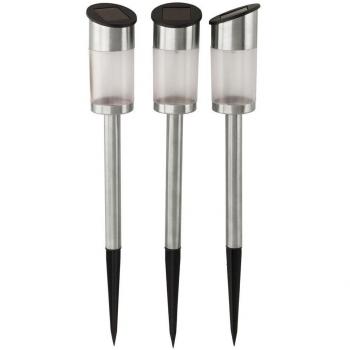 Solar‑LED Erdboden-Spitze (3 Stück, 275 mm) – Edelstahl