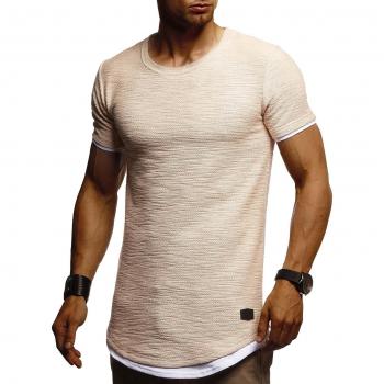 LEIF NELSON Herren T-Shirt Crew Neck Kurzarm Beige XX-Large
