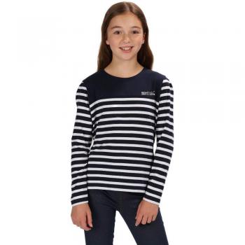 Regatta Unisex Kinder Calamity Coolweave Baumwollgestreifter Jersey-Top, Navy, Größe 9-10