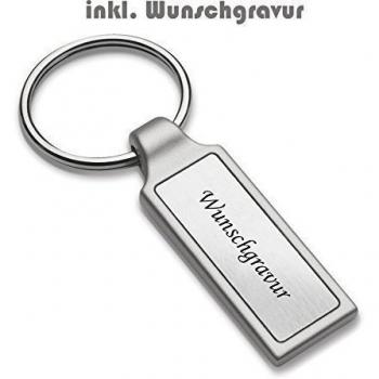 REFLECTS iRun Schlüsselanhänger: Rechteckiges Metallstück mit silber‑mattem Gravur-Design