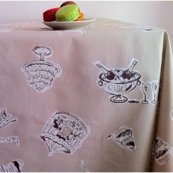Nappe carrée enduite taupe 160x160cm Fleur de Soleil
