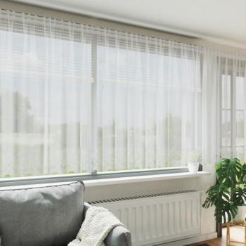 VidaXL Weißer Vorhang mit floralem Design 160 x 900 cm