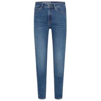 SOCCX Slim-Fit Jeans für Damen, blau, Gr. 32, Länge 32, hohe Leibhöhe
