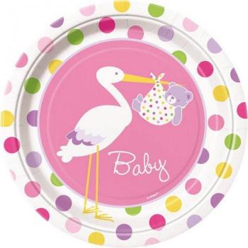 Stork Design Disposable Plates for Baby Showers (Pack of 8)