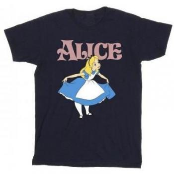 Weißes Baumwoll-T-Shirt für Mädchen mit Alice im Wunderland Motiv 9-11 Jahre