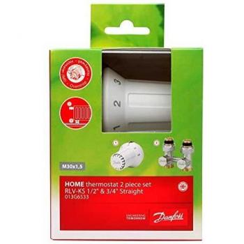 Danfoss Home Thermostat Set mit RAS-CK und RLV-KS in 3/4 und 1/2 Straight