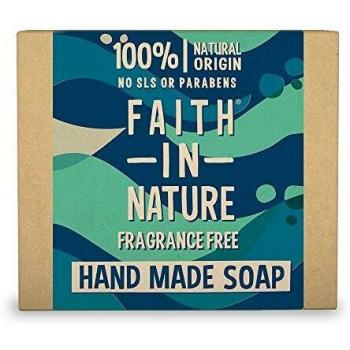 Faith in Nature Natural Fragrance Free Hand Soap Bar, Sensitive Vegan & Cruelty Free, Parabens and SLS Free, 100 g