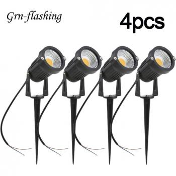Lampes de Jardin à LED COB 5 W, Kit de 4, Tension 12/24 V, Protégées contre les Éclaboussures IP65, Idéales pour Noël