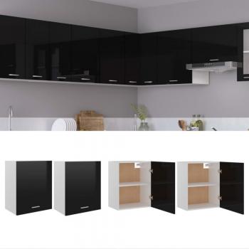 Armadi Sospesi 2 pz in Truciolato Nero Lucido 50x31x60 cm