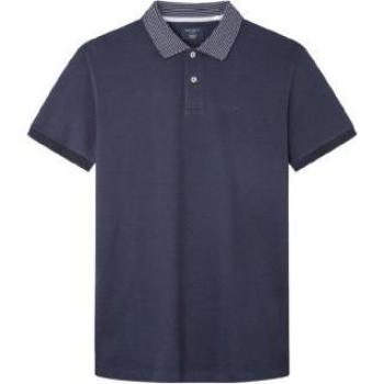 Hackett Polo con texture knit navy lungo 50 cm