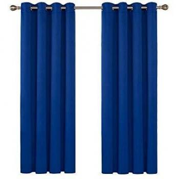 Deconovo Ösen Gardinen, Blickdicht, 138x107cm, Schlafzimmer, Königsblau, 2er Set
