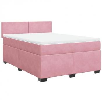 VidaXL Boxspringbett mit Matratze 140x190 cm Rosa Samt