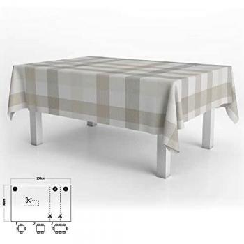 Nappe en toile cirée beige, rectangulaire, 140x250 cm, imperméable et antitache