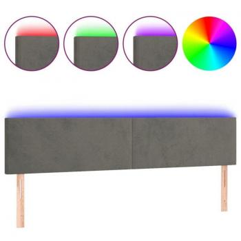 Testiera letto LED 200×5×78 cm in velluto grigio scuro