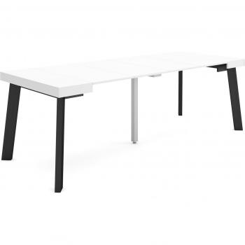 Skraut Home: 220 cm ausziehbarer Tisch – Vielseitig, weiß, moderne Optik – Holzfuß – Für 10 Personen