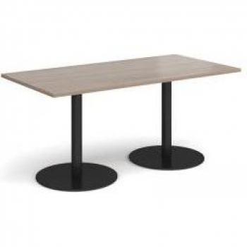 Monza 1.6m by 0.8m Rectangular Table – Walnut Finish with Black Flat Round Bases