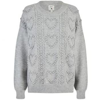 Cardigan gris Yumi Yumi coeur décontracté