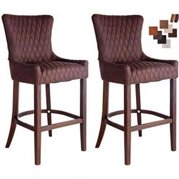 Vintage Hanoi Barhocker Duo – I Thekenhocker mit Fußablage, Dunkelbraun