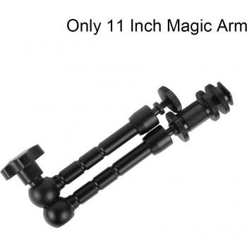 Súper Clamp + brazo articulado de 28 cm para montaje de flash y accesorios fotográficos