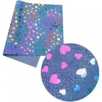 Bolsa de tela vaquera de algodón con diseño de corazones, 20x34cm, perfecta para DIY y accesorios de muñeca