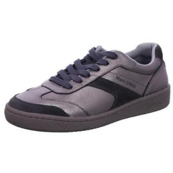 Marc O'Polo Damen Sneaker aus Rindleder, silber/grau, Größe 37