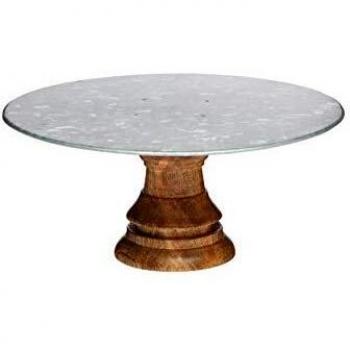 Industrial Kitchen Mango Wood Footed Cake Stand