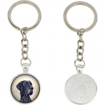 Art-Dog Silver Great Dane Keychain with Photo