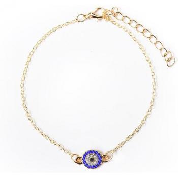 Blue Rhinestone Evil Eye Anklet
