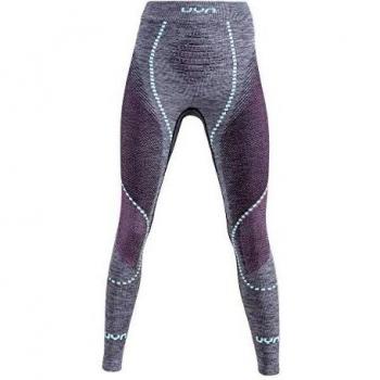 UYN Ambityon Women's Long Baselayer Pants, Black Melange/Pink/Aqua, S/M