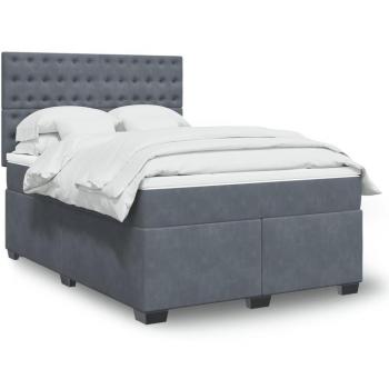 VidaXL Dunkelgraues Boxspringbett 140x190 cm mit Matratze aus Samt